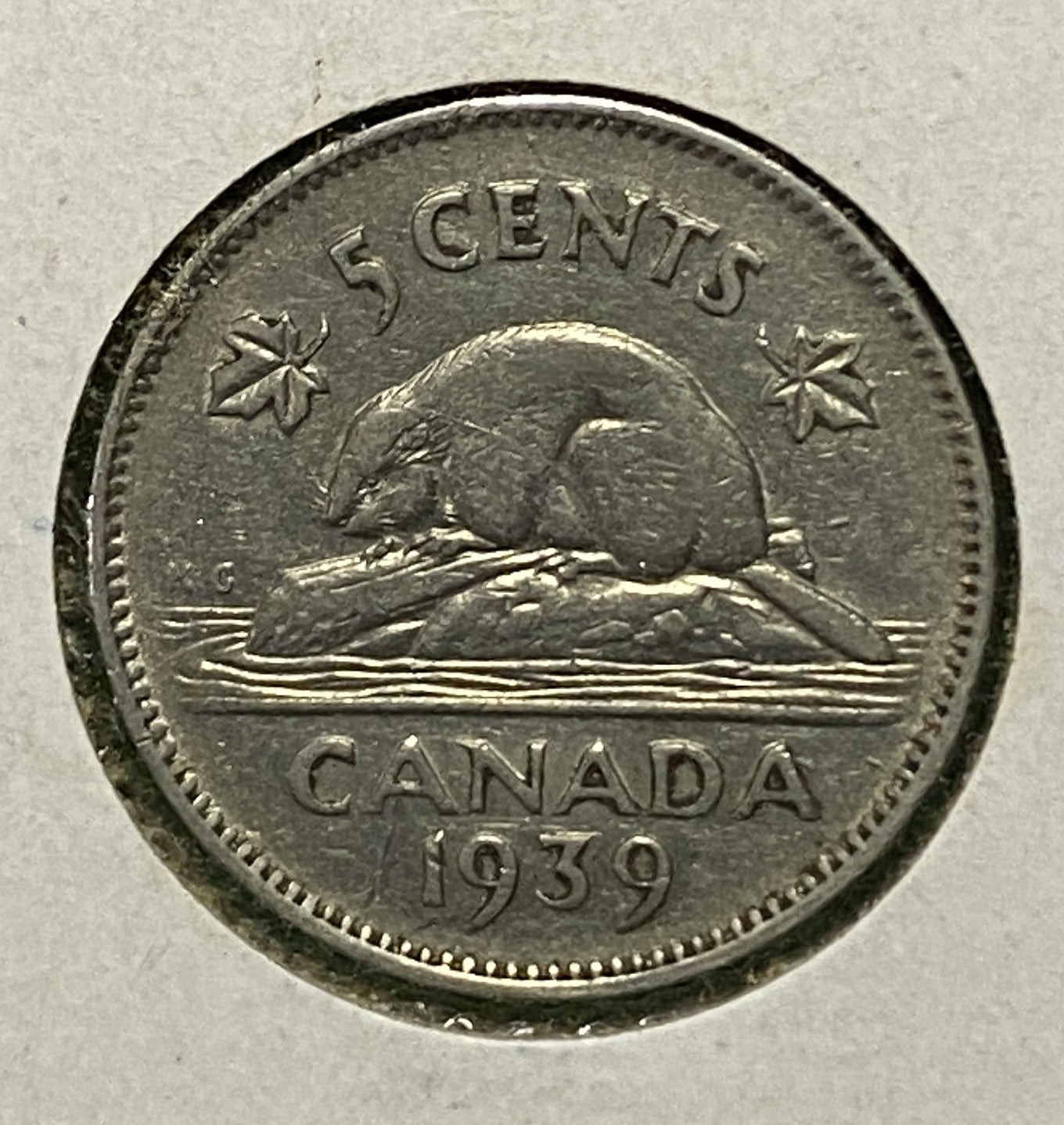 CANADIAN 1939 NICKEL 5 CENTS COIN KING GEORGE VI (VG)