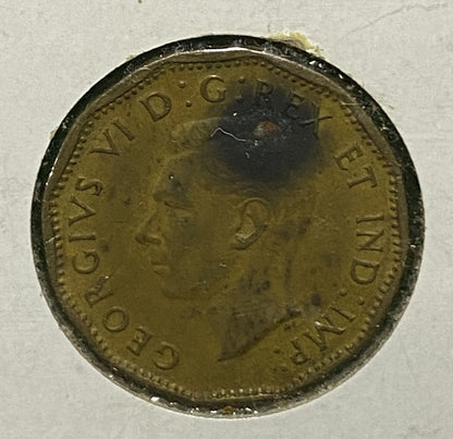 CANADIAN 1943 WAR VICTORY TOMBAC NICKEL 5 CENTS COIN GEORGE VI (FINE/VG+)