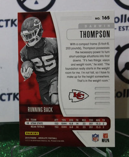 2019 PANINI ABSOLUTE DARWIN THOMPSON # 165 ROOKIE NFL KANSAS CITY CHIEFS GRIDIRON  CARD