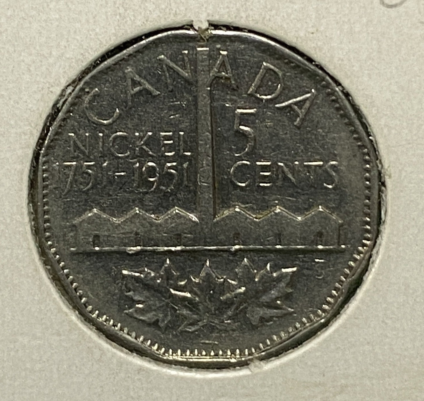 CANADIAN 1951 COMMEMORATIVE NICKEL 5 CENTS COIN GEORGE VI (F+/VF)