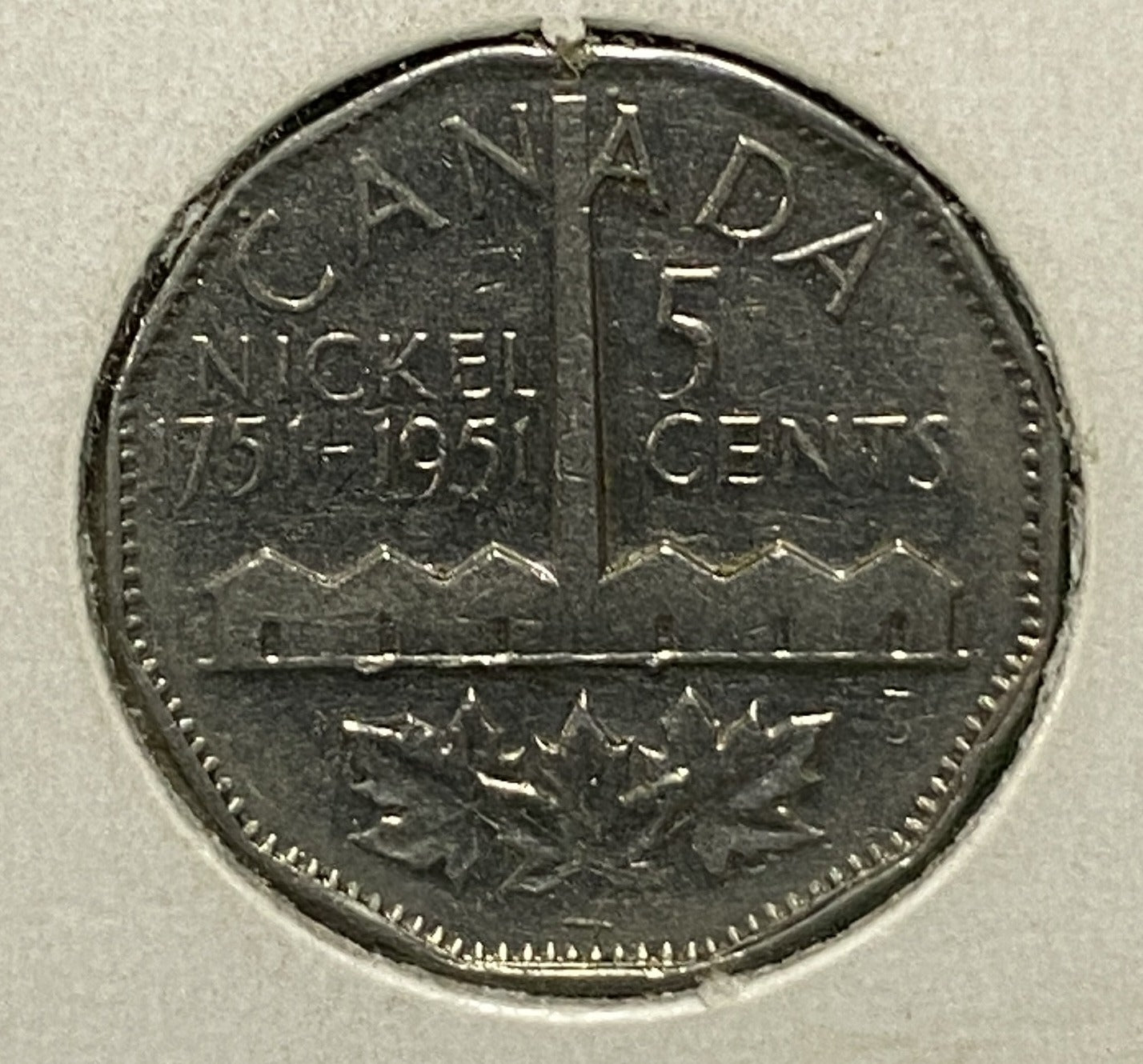 CANADIAN 1951 COMMEMORATIVE NICKEL 5 CENTS COIN GEORGE VI (VF+/EF)