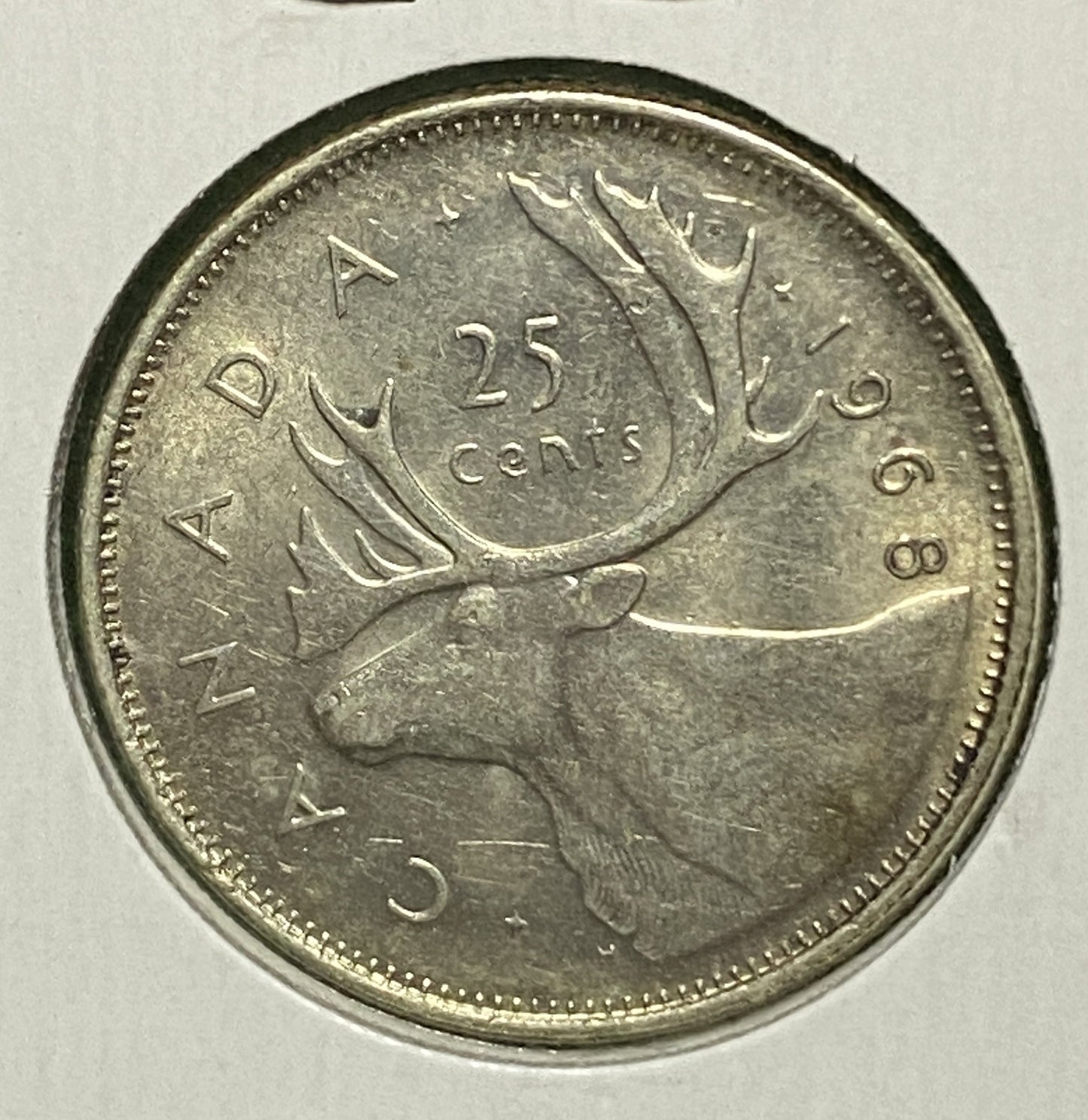 CANADIAN 1968 SILVER 25 CENTS QUARTER COIN Queen Elizabeth II  EF / AU CONDITION