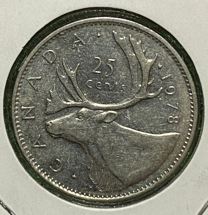 CANADIAN 1978 Queen Elizabeth II  25 CENTS QUARTER COIN VF+ / EF CONDITION