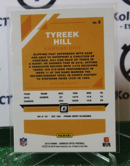2019 PANINI DONRUSS OPTIC TYREEK HILL # 3  NFL KANSAS CITY CHIEFS GRIDIRON  CARD