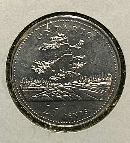 CANADIAN 1992 ONTARIO Queen Elizabeth II  25 CENTS QUARTER COIN AU / UNC CONDITION