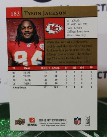 2009 UPPER DECK TYSON JACKSON # 182 GOLD NFL KANSAS CITY CHIEFS GRIDIRON  CARD