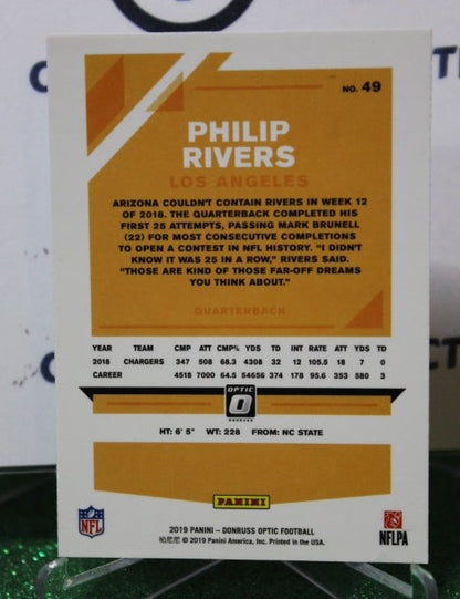 2019 PANINI DONRUSS OPTIC PHILIP RIVERS  # 49  NFL LOS ANGELES CHARGERS  GRIDIRON  CARD