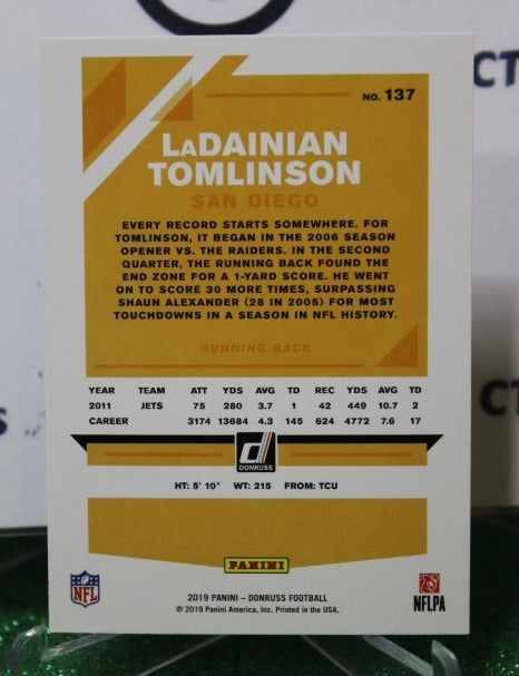 2019 PANINI DONRUSS LADAINIAN TOMLINSON  # 137  NFL LOS ANGELES CHARGERS  GRIDIRON  CARD