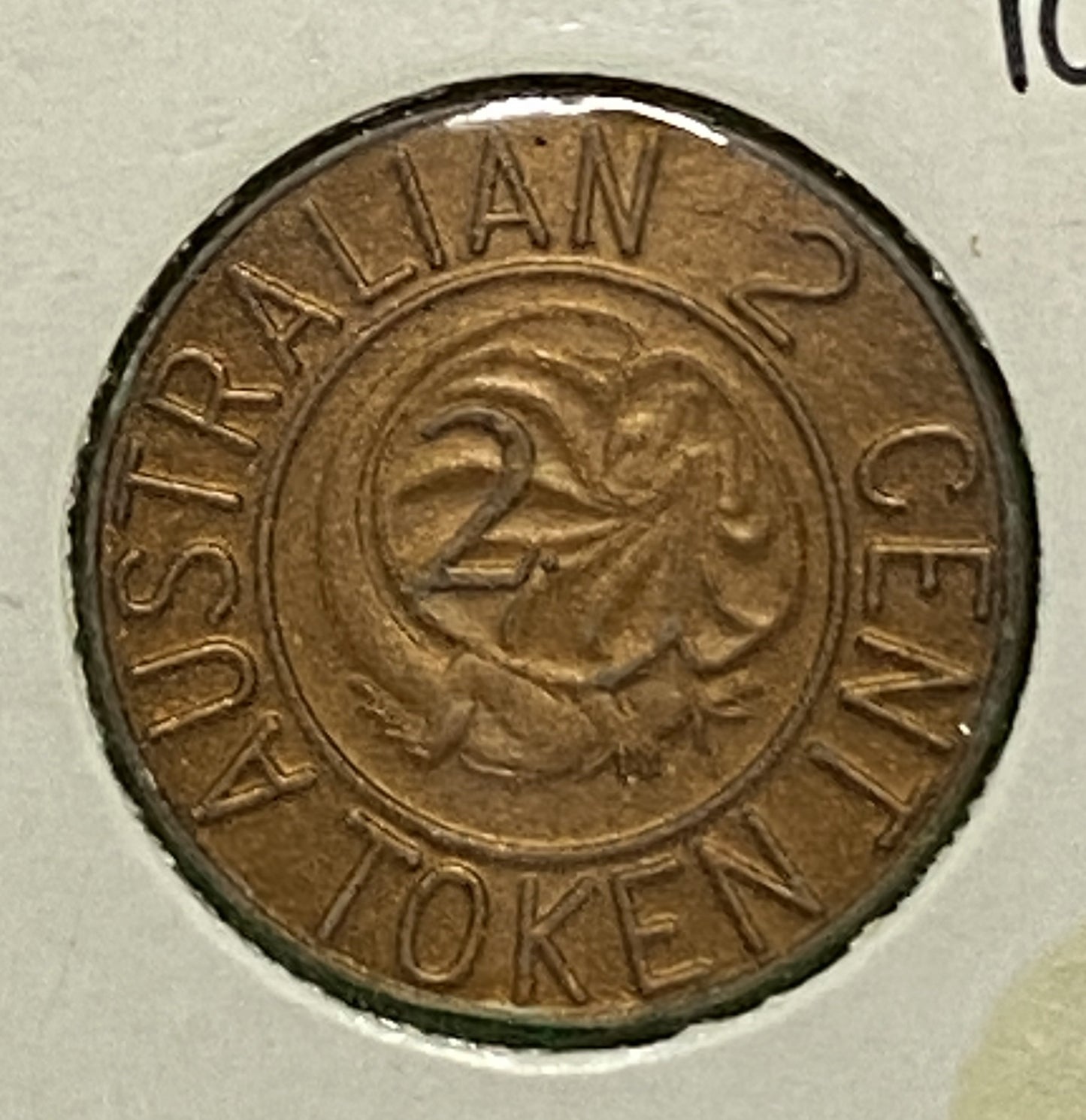 AUSTRALIAN ESSO  2 CENT TOKEN PLASTIC COIN VF/VF+ 1966