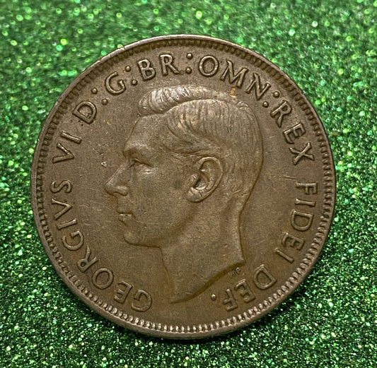 Australian 1 Cent LARGE PENNY COIN 1952  KING GEORGE VI  F/VF CONDITION