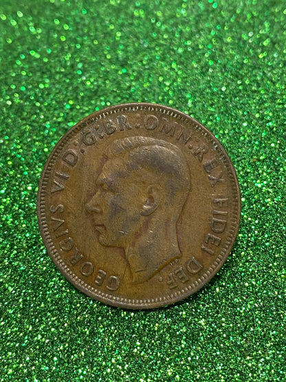 Australian 1 Cent LARGE PENNY COIN 1951  KING GEORGE VI  VG/F CONDITION