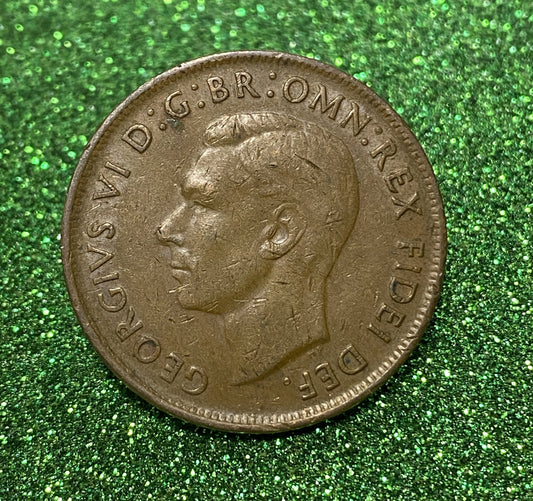 Australian 1 Cent LARGE PENNY COIN 1951  KING GEORGE VI  VG/F CONDITION