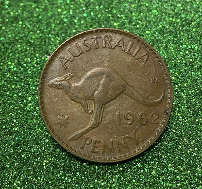 Australian 1 Cent LARGE PENNY COIN 1962  Queen Elizabeth  VG/F CONDITION