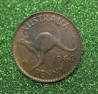 Australian 1 Cent LARGE PENNY COIN 1962 Queen Elizabeth  VG/F CONDITION