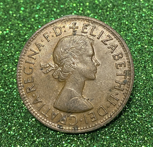 Australian 1 Cent LARGE PENNY COIN 1964 Queen Elizabeth  VG/F CONDITION