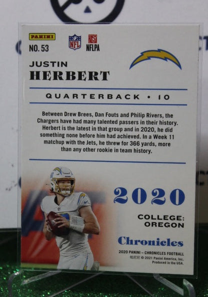2020 PANINI CHRONICLES JUSTIN HERBERT # 53 ROOKIE NFL LOS ANGELES CHARGERS  GRIDIRON  CARD