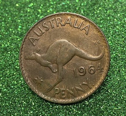 Australian 1 Cent LARGE PENNY COIN 1964 Queen Elizabeth  VG/F CONDITION