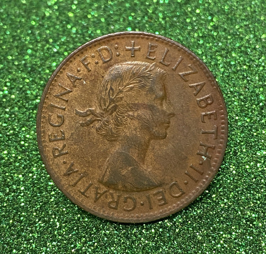 Australian 1 Cent LARGE PENNY COIN 1963 Queen Elizabeth  VG/F CONDITION