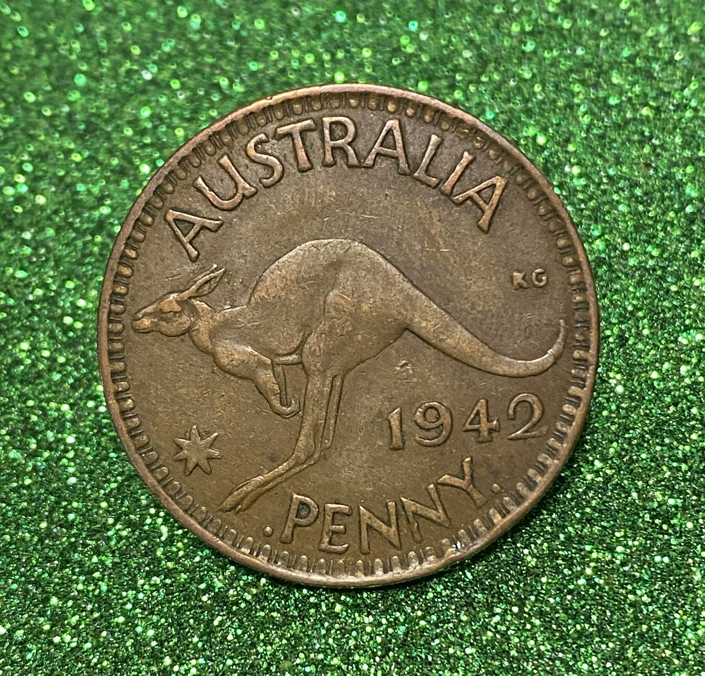 Australian 1 Cent LARGE PENNY COIN 1942 KING GEORGE VI  VG/F CONDITION