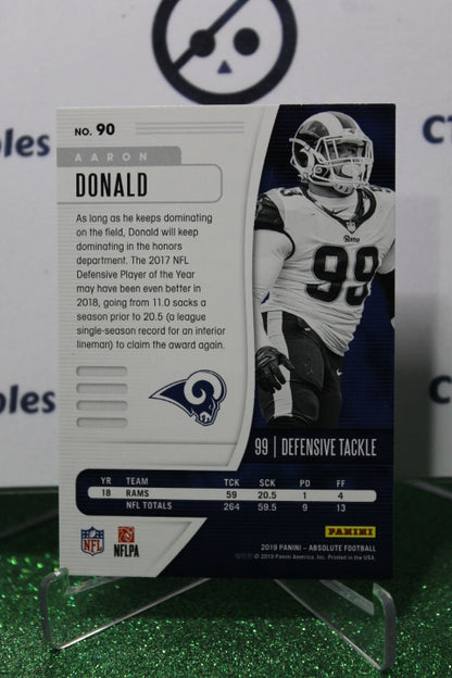 2019 PANINI ABSOLUTE ARRON DONALD # 90 GREEN NFL LOS ANGELES RAMS  GRIDIRON  CARD