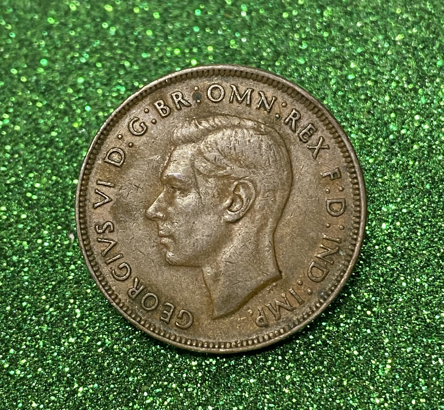 Australian 1 Cent LARGE PENNY COIN 1944 KING GEORGE VI  VG/F CONDITION