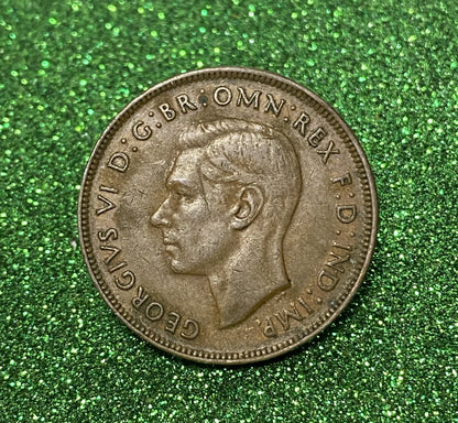 Australian 1 Cent LARGE PENNY COIN 1944 KING GEORGE VI  VG/F CONDITION