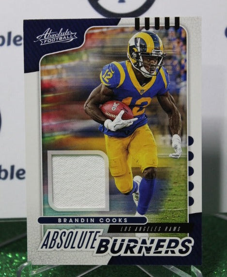 2019 PANINI ABSOLUTE BRANDIN COOKS # AB-9 WORN JERSEY PATCH NFL LOS ANGELES RAMS  GRIDIRON  CARD