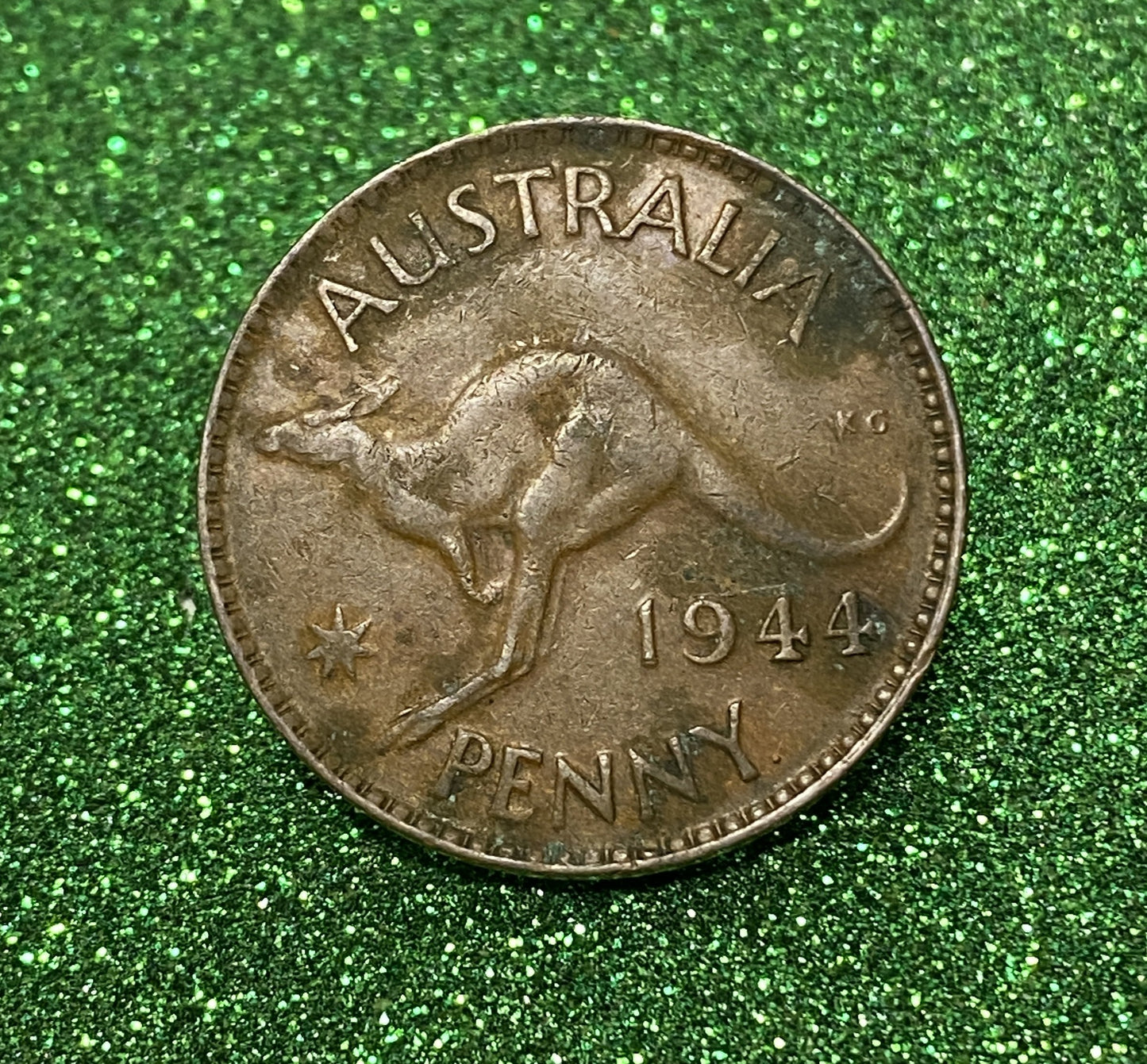 Australian 1 Cent LARGE PENNY COIN 1944 KING GEORGE VI  VG/F CONDITION