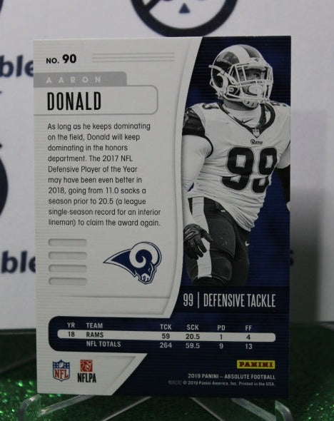 2019 PANINI ABSOLUTE ARRON DONALD # 90 NFL LOS ANGELES RAMS  GRIDIRON  CARD