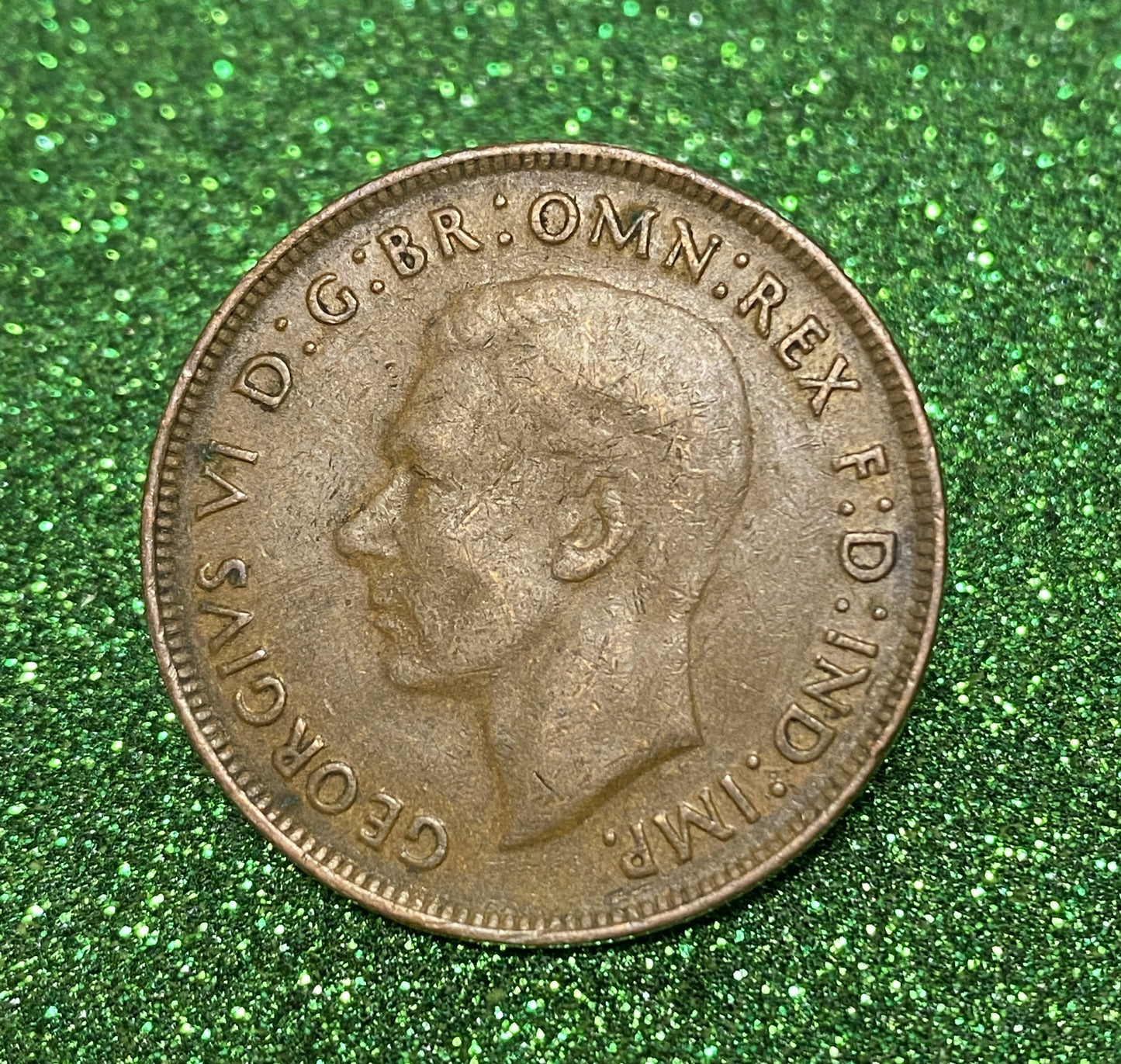 Australian 1 Cent LARGE PENNY COIN 1943 KING GEORGE VI  VG/F CONDITION