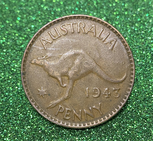 Australian 1 Cent LARGE PENNY COIN 1943 KING GEORGE VI  VG/F CONDITION