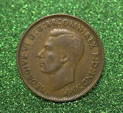 Australian 1 Cent LARGE PENNY COIN 1943 KING GEORGE VI  VG/F CONDITION