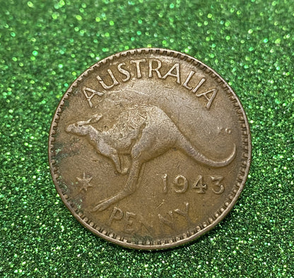 Australian 1 Cent LARGE PENNY COIN 1943 KING GEORGE VI  VG/F CONDITION
