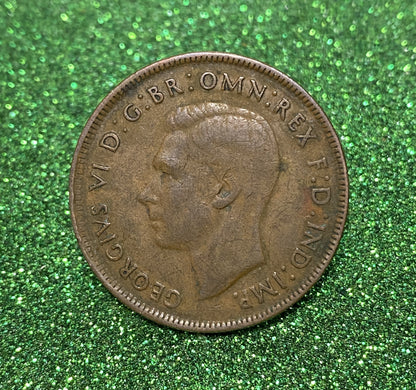 Australian 1 Cent LARGE PENNY COIN 1943 KING GEORGE VI  VG/F CONDITION