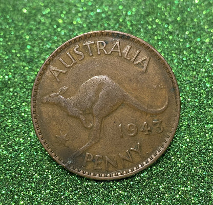 Australian 1 Cent LARGE PENNY COIN 1943 KING GEORGE VI  VG/F CONDITION