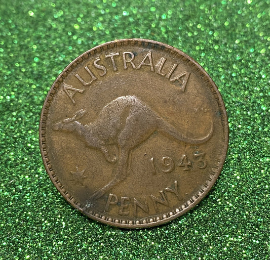 Australian 1 Cent LARGE PENNY COIN 1943 KING GEORGE VI  VG/F CONDITION