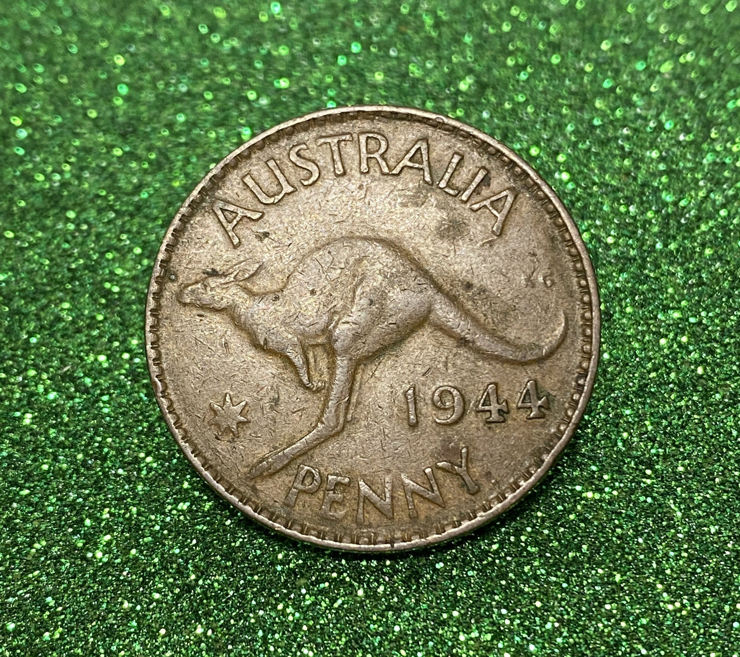 Australian 1 Cent LARGE PENNY COIN 1944 KING GEORGE VI  VG/F CONDITION