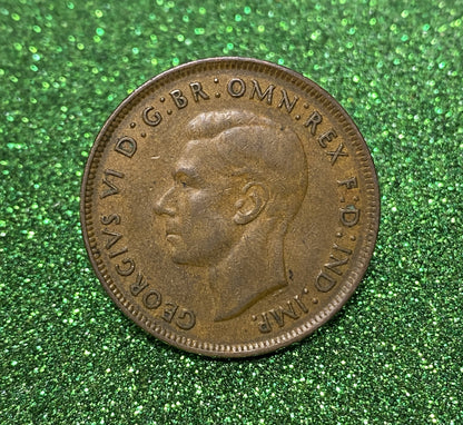 Australian 1 Cent LARGE PENNY COIN 1944 KING GEORGE VI  VG/F CONDITION