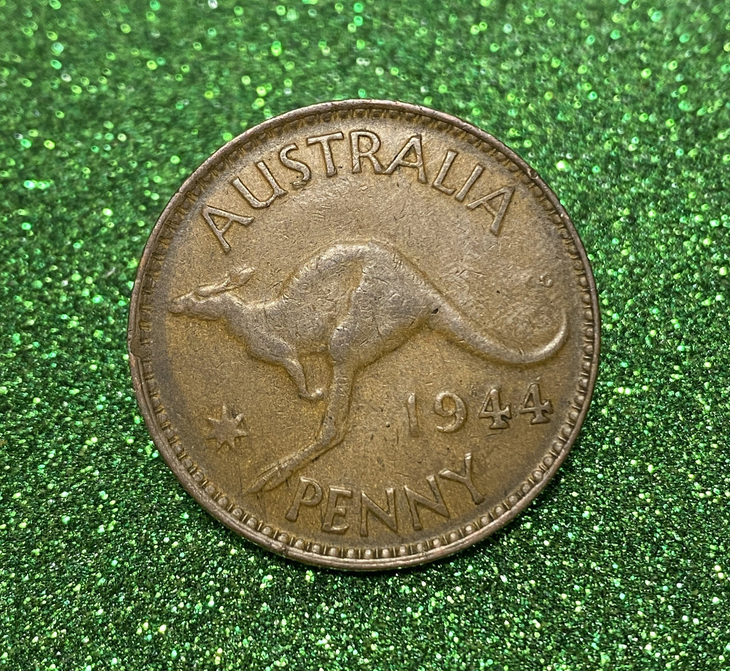 Australian 1 Cent LARGE PENNY COIN 1944 KING GEORGE VI  VG/F CONDITION