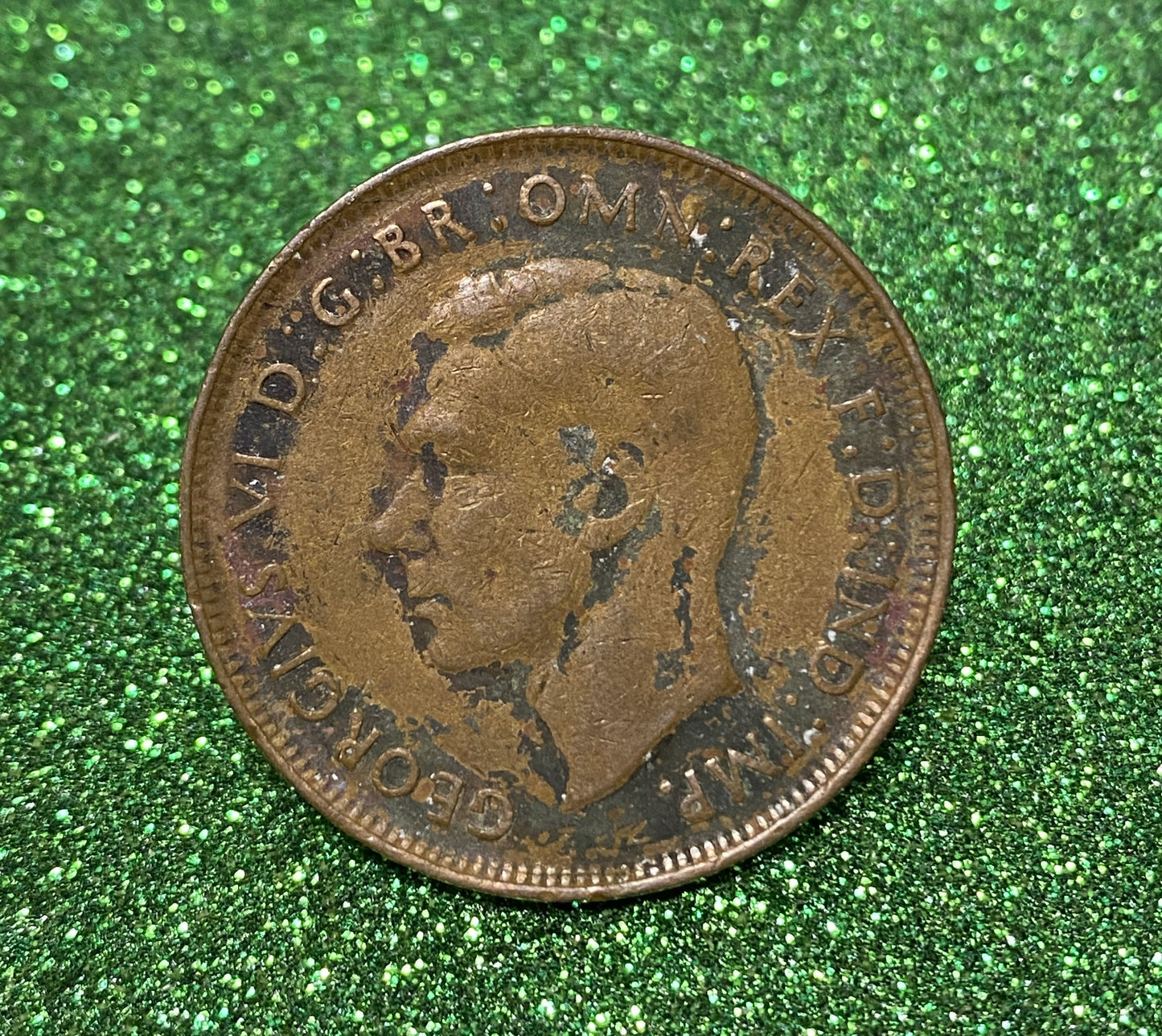 Australian 1 Cent LARGE PENNY COIN 1944 KING GEORGE VI  VG/F CONDITION