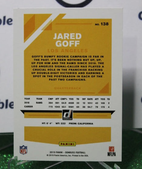 2019 PANINI DONRUSS JARED GOFF # 138 NFL LOS ANGELES RAMS  GRIDIRON  CARD