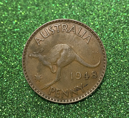 Australian 1 Cent LARGE PENNY COIN 1948 KING GEORGE VI  VG/F CONDITION
