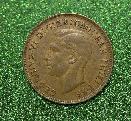 Australian 1 Cent LARGE PENNY COIN 1949 KING GEORGE VI  VG/F CONDITION