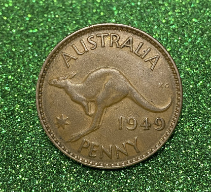Australian 1 Cent LARGE PENNY COIN 1949 KING GEORGE VI  VG/F CONDITION