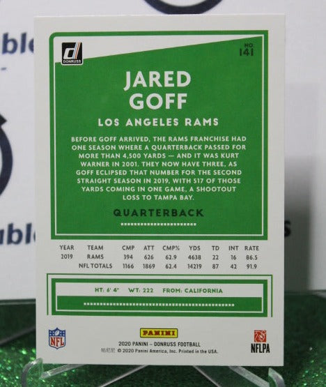 2020 PANINI DONRUSS JARED GOFF # 141 NFL LOS ANGELES RAMS  GRIDIRON  CARD