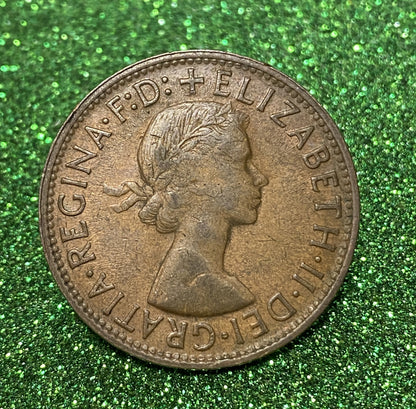 Australian 1 Cent LARGE PENNY COIN 1956 Queen Elizabeth VG/F CONDITION