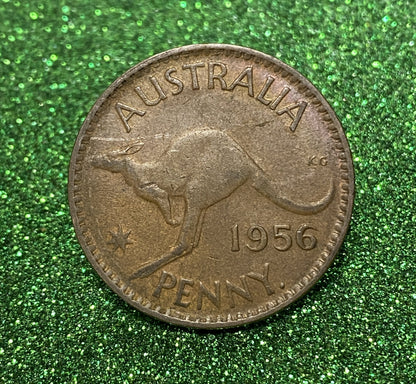 Australian 1 Cent LARGE PENNY COIN 1956 Queen Elizabeth VG/F CONDITION