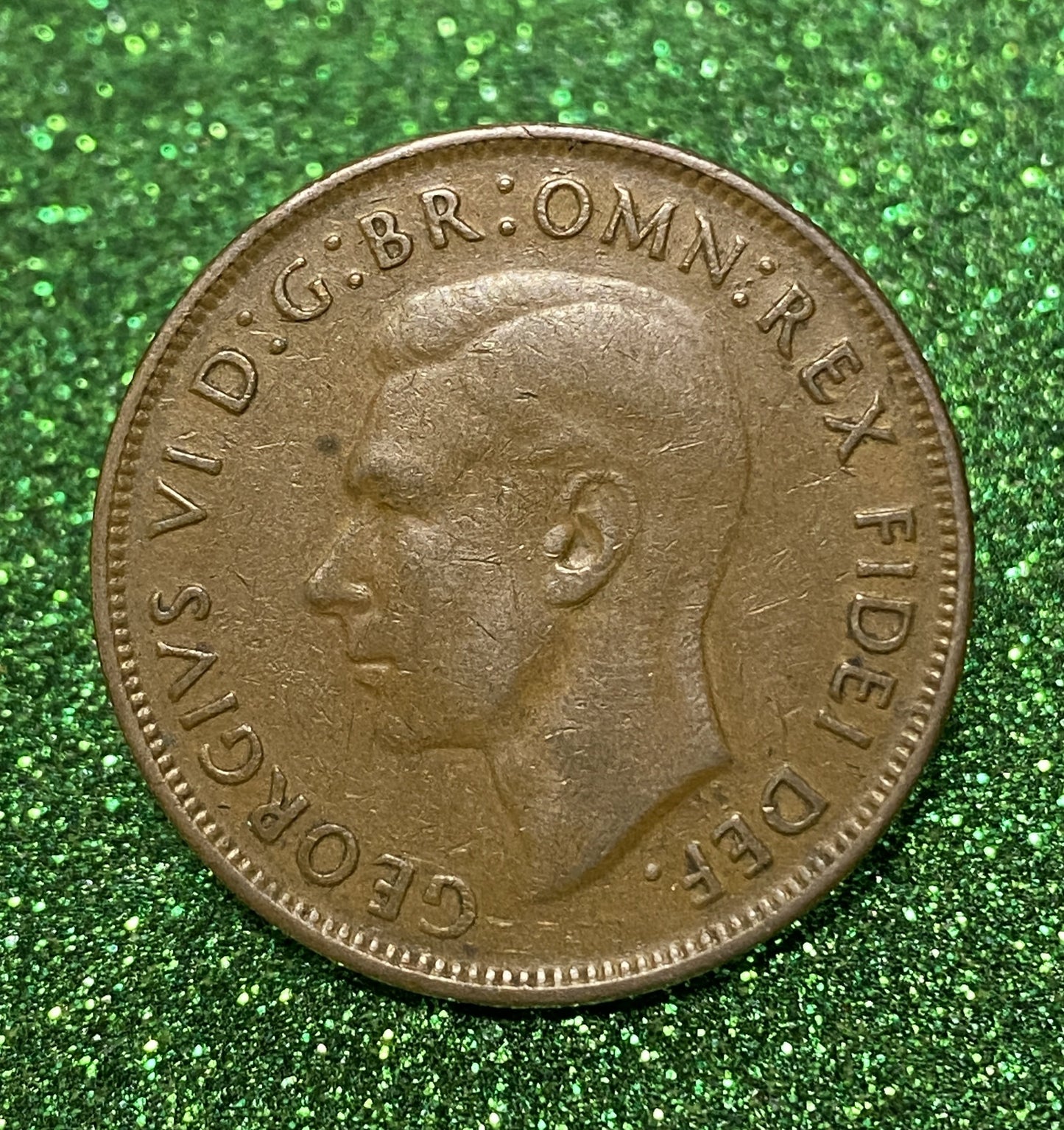 Australian 1 Cent LARGE PENNY COIN 1952  KING GEORGE VI  VG/F CONDITION