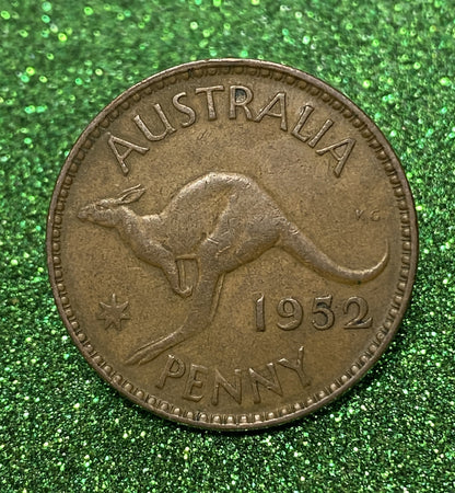 Australian 1 Cent LARGE PENNY COIN 1952  KING GEORGE VI  VG/F CONDITION
