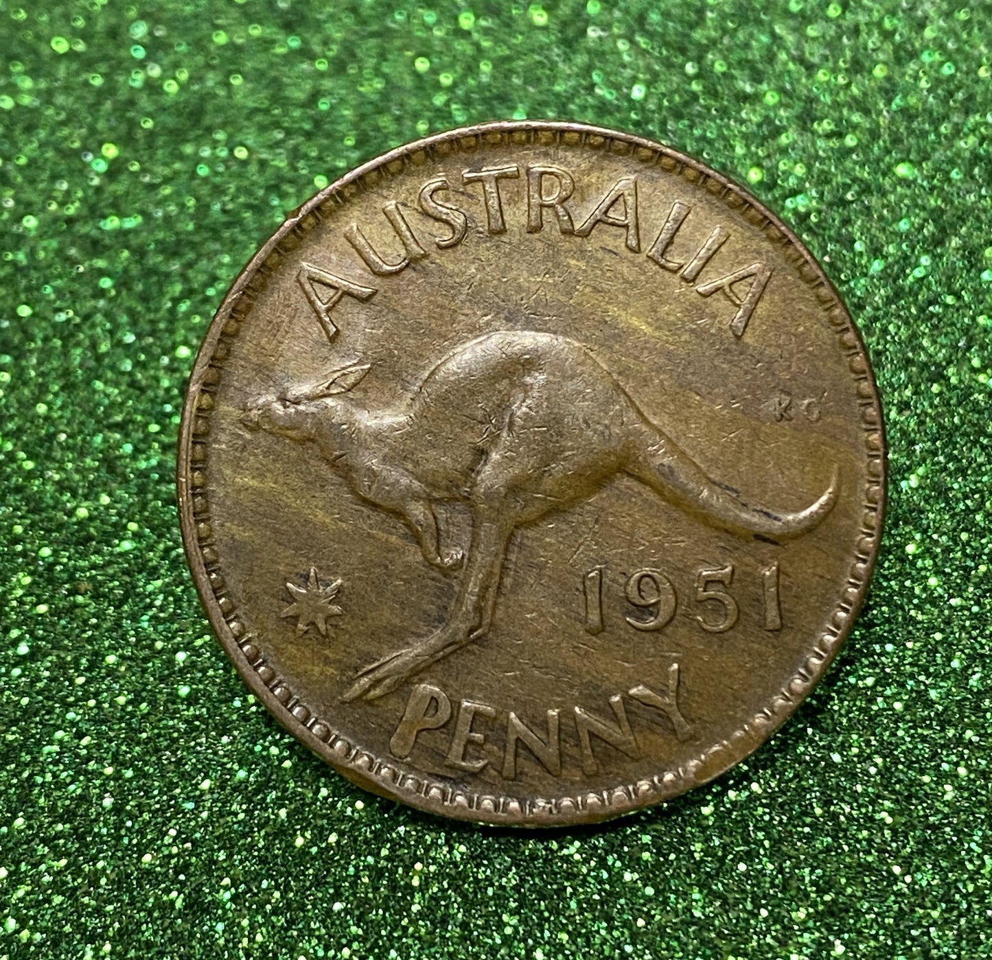 Australian 1 Cent LARGE PENNY COIN 1951  KING GEORGE VI  VG/F CONDITION